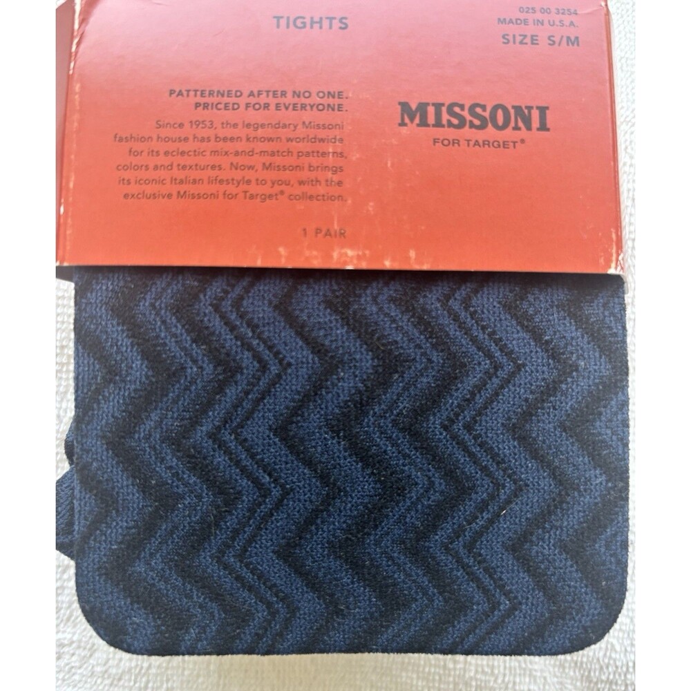 NWT Missoni For Target Tights Blue Black Chevron Zig Zag Blue Herald Size S/M